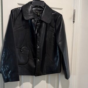 Women’s Rich Deep Black Vegan Leather Jacket NWT